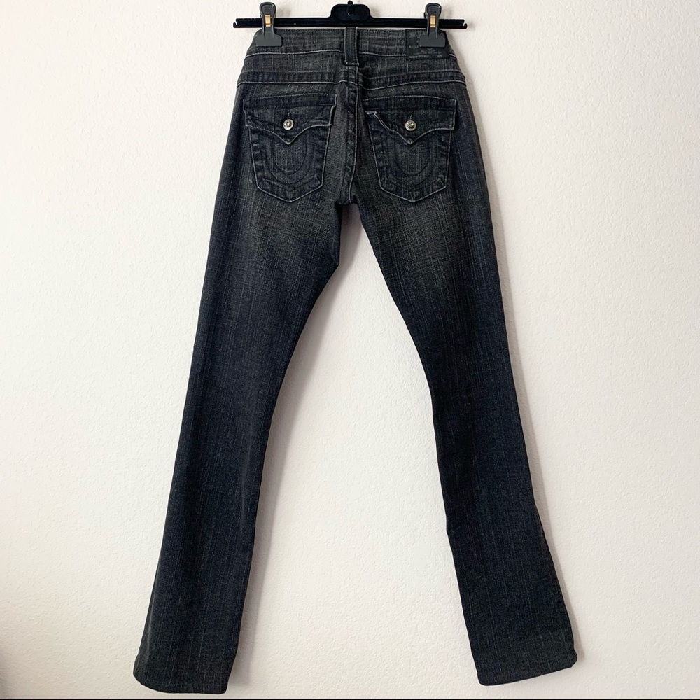 True religion Swarovski Crystal flap pocket distressed denim jeans